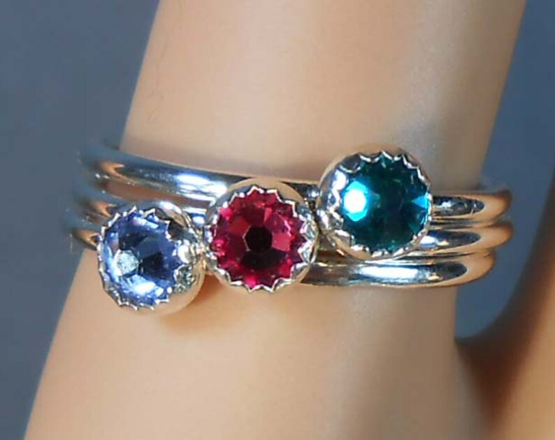 swarovski crystal birthstone rings