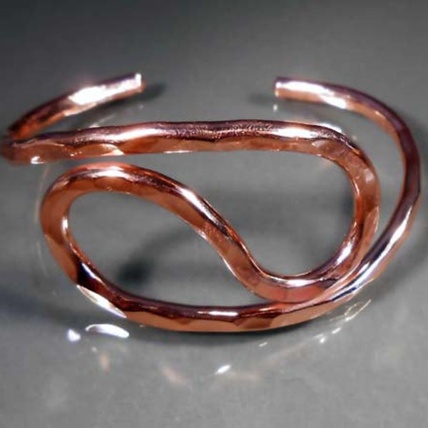 Hand Forged Adjustable Heavy Copper Wave Arthritis Bracelet - Ready to Ship Size Small