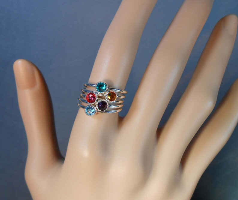 swarovski crystal birthstone rings