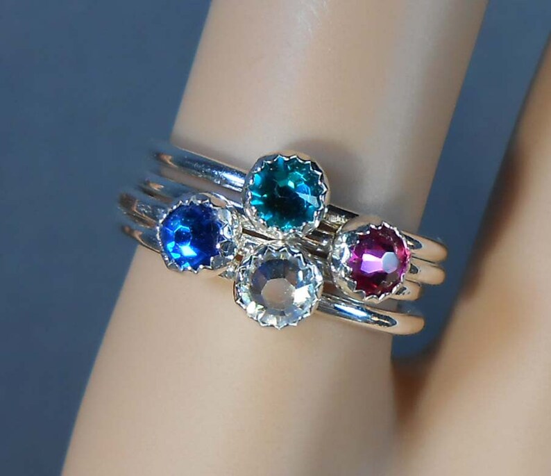 swarovski crystal birthstone rings