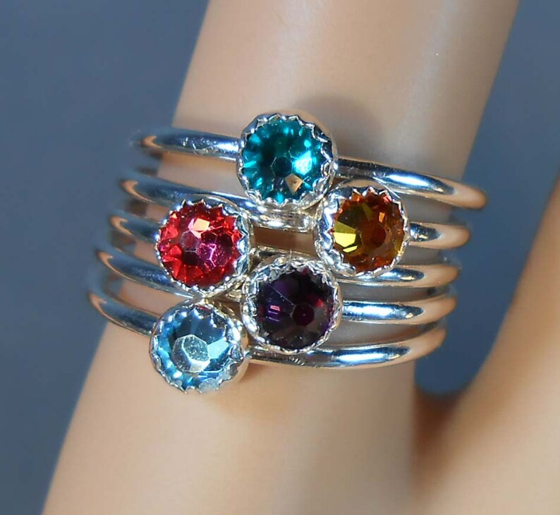 swarovski crystal birthstone rings