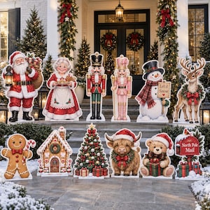 Julstativkollektion, Julutskärningar i naturlig storlek, Nötknäpparen, Snögubbe, Rendekor, Juldisplay för inomhus och utomhusbruk
