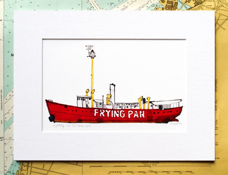 Lightship Frying Pan: ship print / nautical illustration image 2