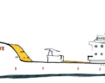 juice tanker Orange Wave: ship print / nautical illustration