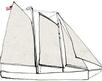 Schooner Adirondack: ship print / nautical illustration