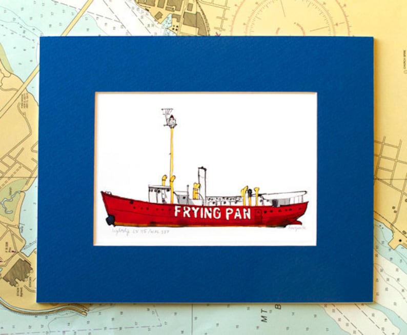 Lightship Frying Pan: ship print / nautical illustration image 5