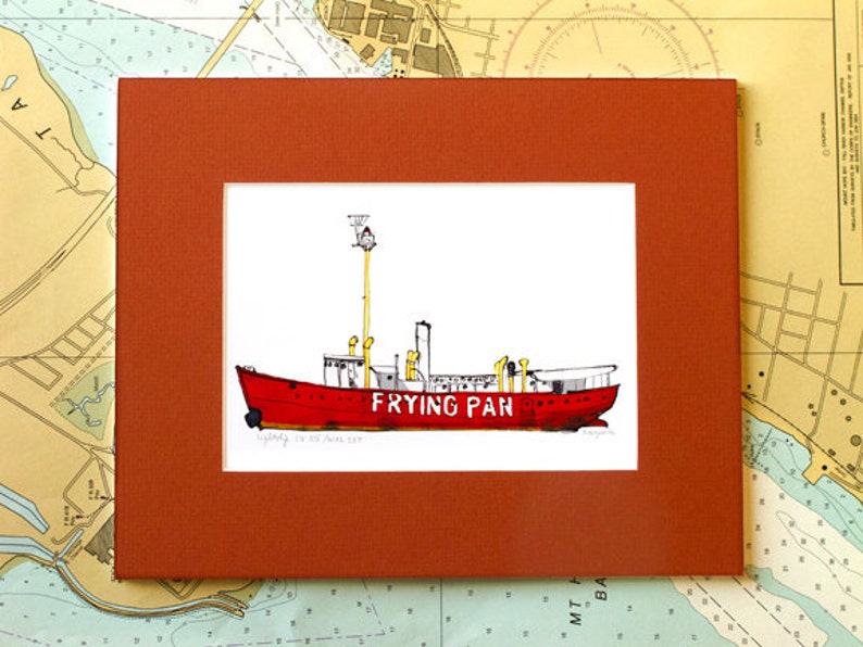 Lightship Frying Pan: ship print / nautical illustration image 4