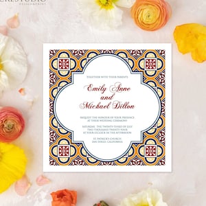 Invitaciones de boda editables con azulejos españoles: Plantillas con temática mexicana (descarga digital)