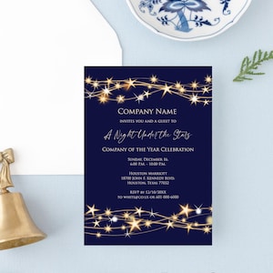 Editable Company Appreciation Party Invitation, Instant Download Gold Stars Invitation Template
