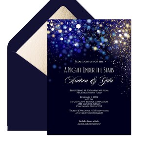 Editable Auction and Gala Invitation Template, Annual Holiday Party invite, Company Awards Dinner Night, Professional Work Formal Event