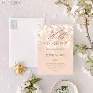 Anniversary Invitation Editable Template - Gold 50th Wedding Anniversary Editable Printable Digital Template
