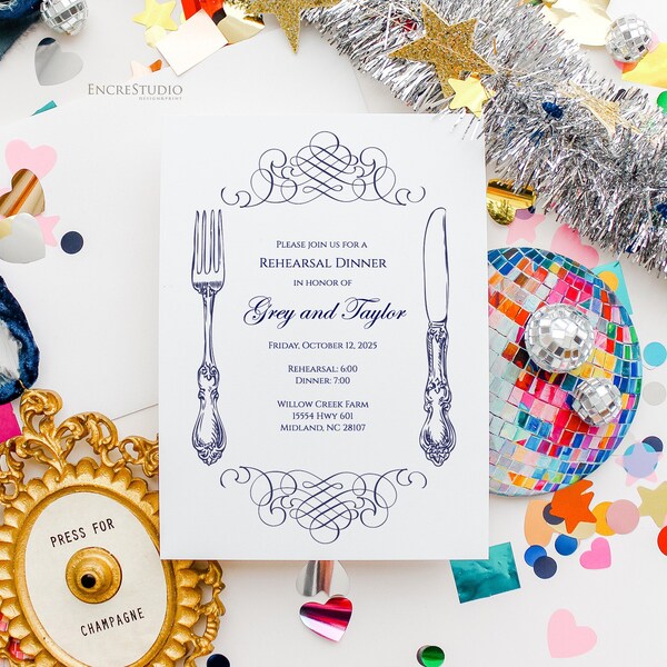 Fork Invitation Etsy