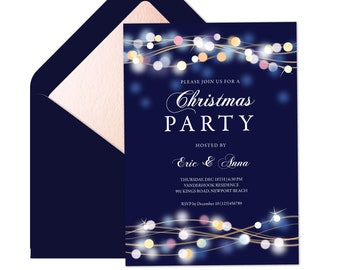 Editable Christmas Party Invitation Template - New Year Party, Annual Company Party Invitation