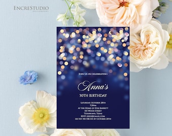 Under the Stars Birthday Invitation (Editable Template)