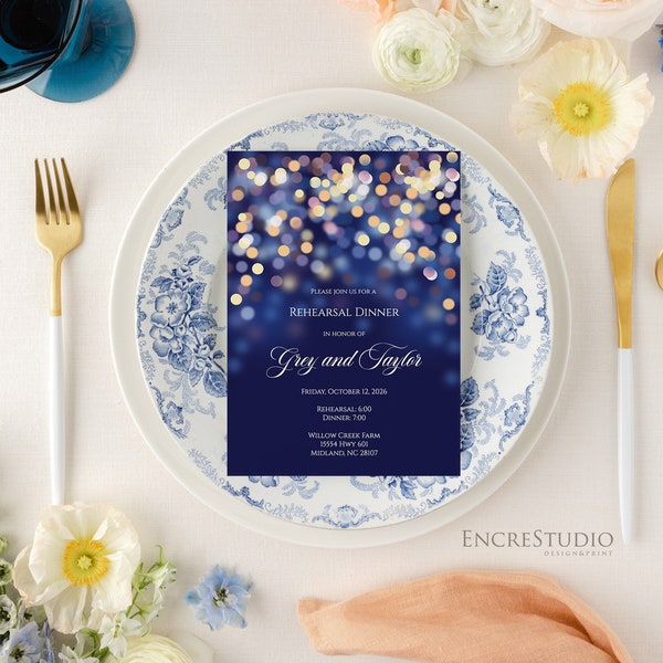 Editable Under the Stars Rehearsal Dinner Invitation Template