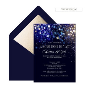 Editable Auction and Gala Invitation Template, Annual Holiday Party invite, Company Awards Dinner Night, Professional Work Formal Event