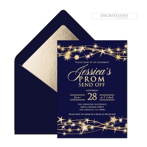 Editable Prom Send Off Invitation, Gold or Silver Stars Senior Prom Instant Download