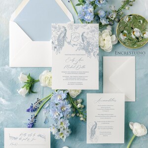 BUNDLE: Hochzeitseinladungs-Set mit Pfau & Orchideen (bearbeitbare Vorlagen)