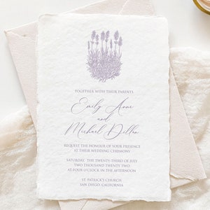 Lavender Wedding Invitation Editable Template, Botanical Floral Wedding Invitation Set