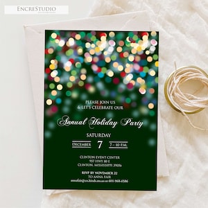 Editable Annual Company Party Invitation, Corporate Invitation Template - Christmas Lights