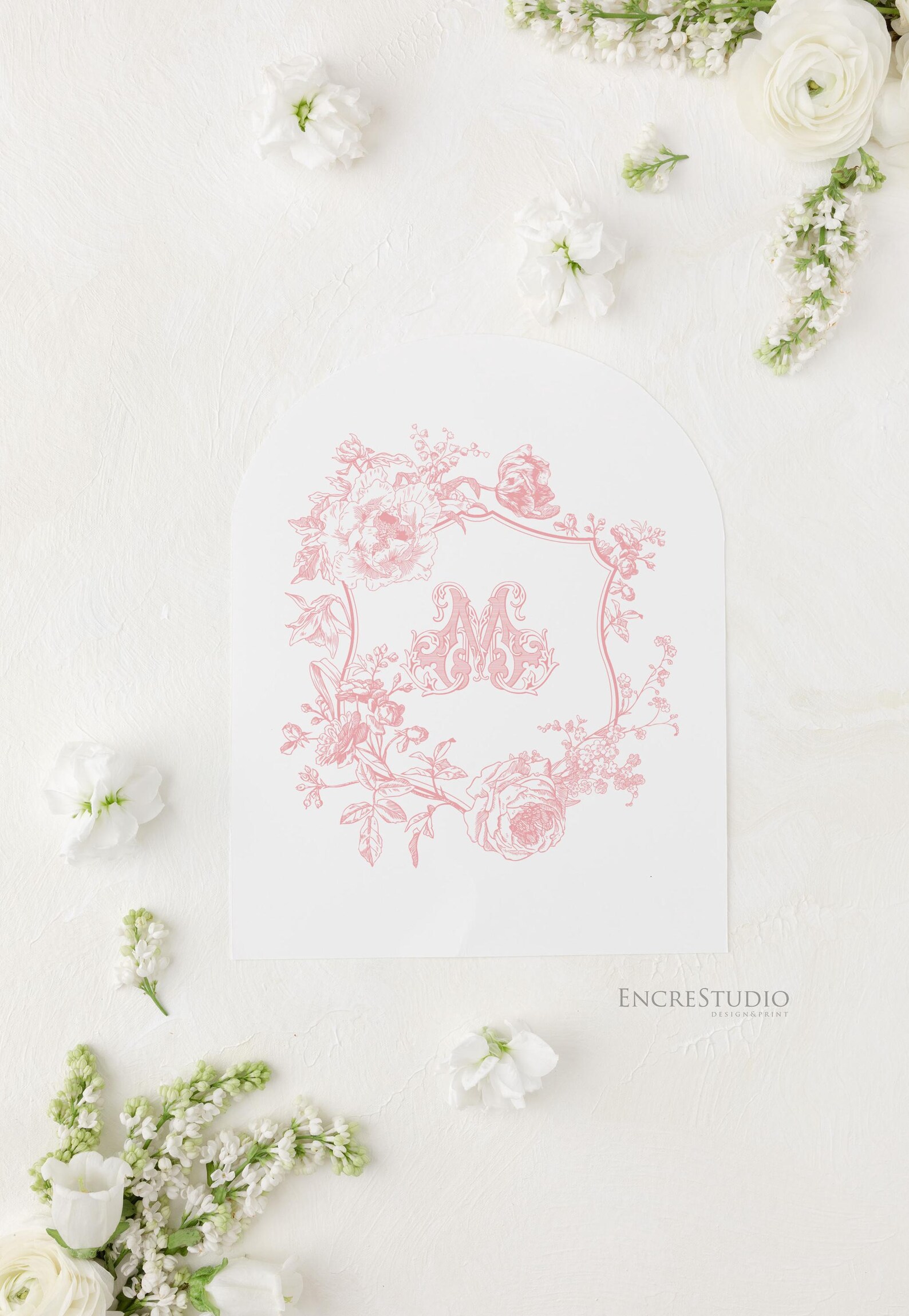 Floral Crest Wedding Monogram - Editable Vintage Flowers Design ...