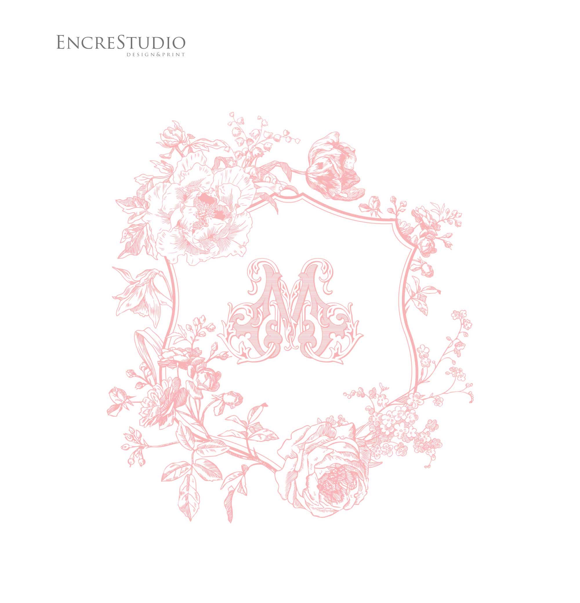 Floral Crest Wedding Monogram - Editable Vintage Flowers Design ...