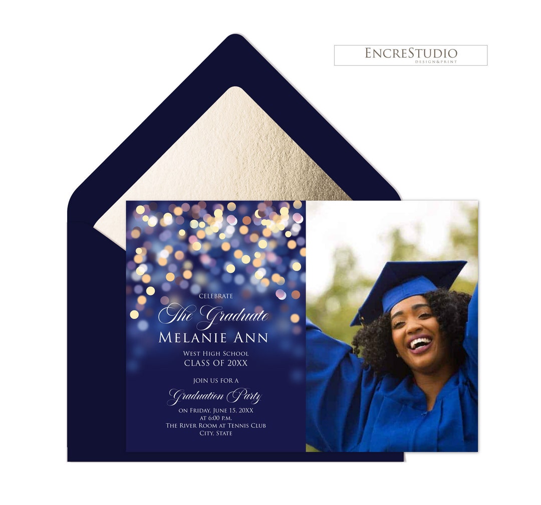 Graduation Announcement, Photo Invitation: Under the Stars (editable ...