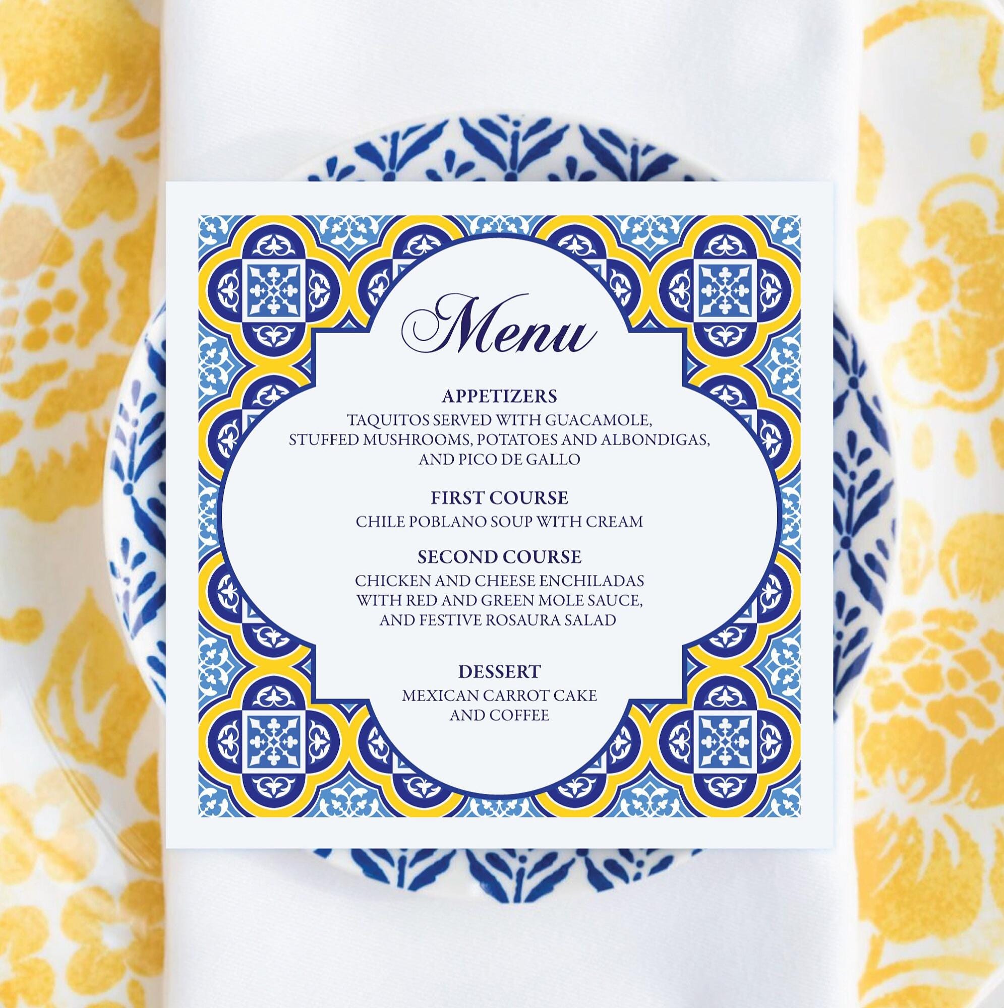 Editable Spanish Tiles Wedding Invitation, Rsvp, Details Card Templates ...