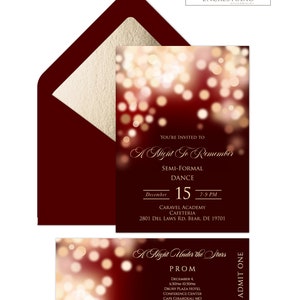 Editierbare Einladungs- und Ticketvorlagen für Senioren, Red and Gold High School Dance - Instant Download Template