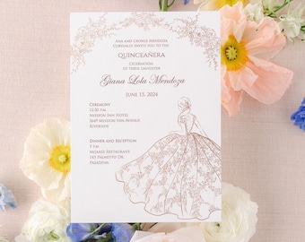 Quinceanera Invitation Editable Template, Sweet Sixteen Invitation Instant Download - Rose Gold Birthday Invitation