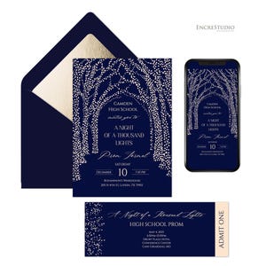 Editable School Prom Invitation and Ticket Templates With Trees ...
