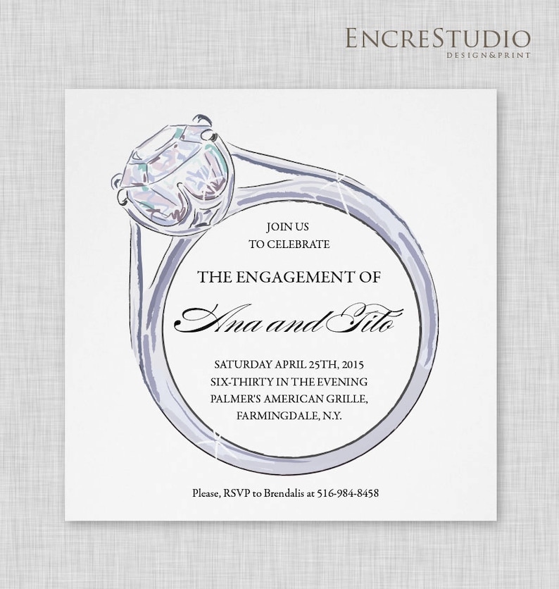 Printable Engagement Party Invitation Diamond Ring Etsy