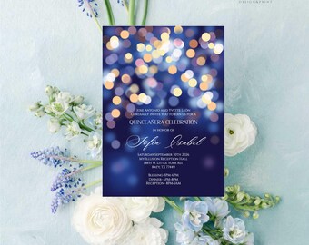 Under the Stars Sweet Sixteen Invitation (Editable Template)