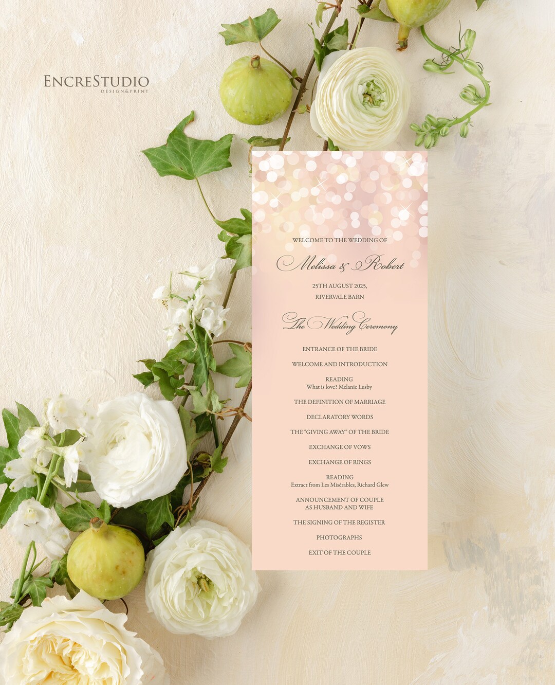 Rose Gold Wedding Program Template: Blush Bokeh (digital Download) - Etsy