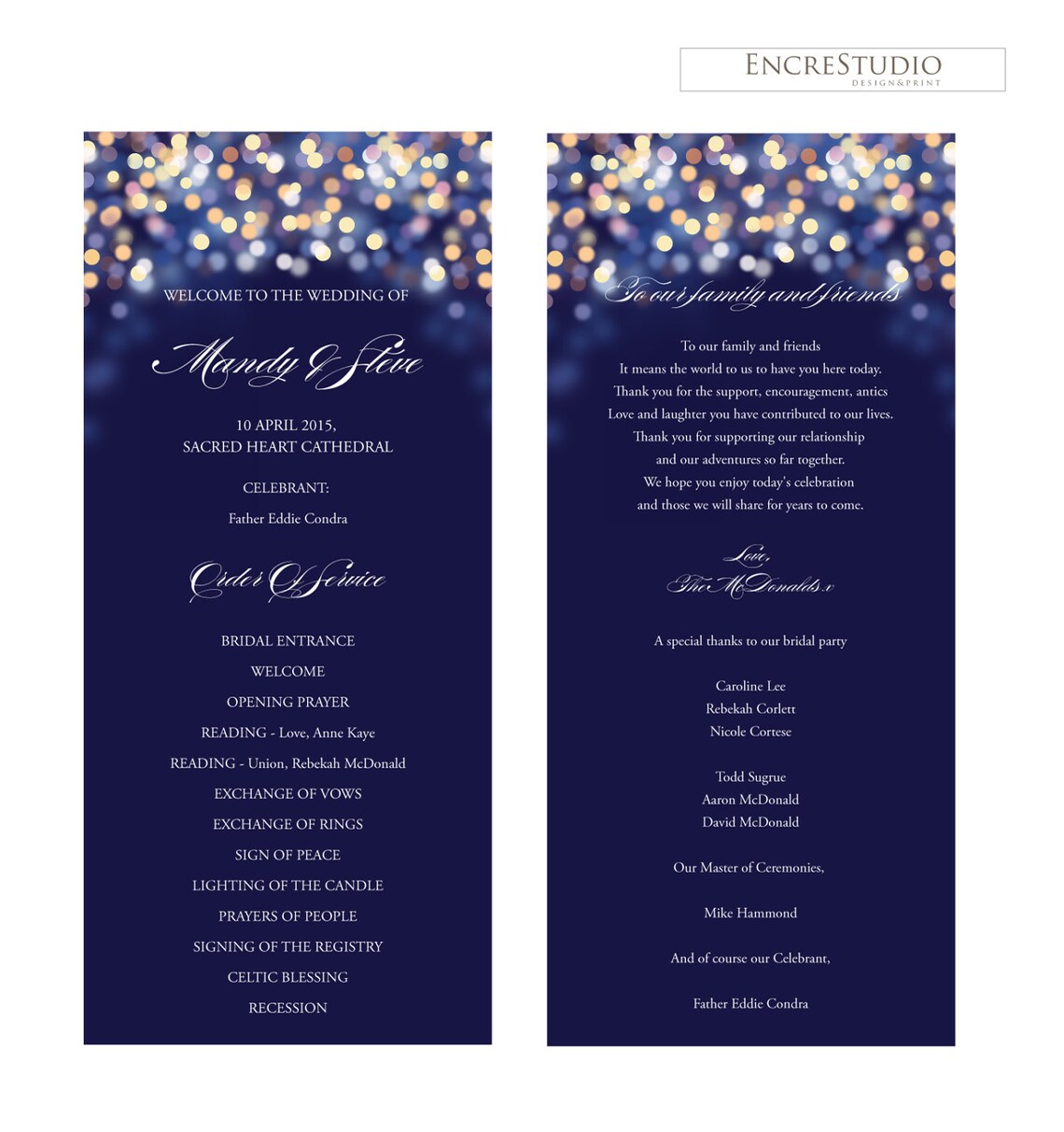 Editable Wedding Program Template Under the Stars Program - Etsy