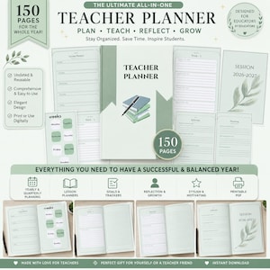 2026-2027 Teacher Planner, Weekly Lesson Plan, Classroom Organizer, Back to School Teacher Planner, Printable PDF Download