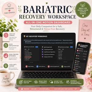 Genesungsplaner für bariatrische Chirurgie | Magenbypass-Tracker, Ernährungsprotokoll für die Zeit nach der OP (Digitaler Download)
