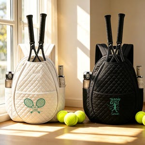 Custom Heat Press Lightweight Quilted Tennis Backpack – Pickleball Paddle Bag, Multipurpose Travel Crossbody, Sport Racket Carry Case