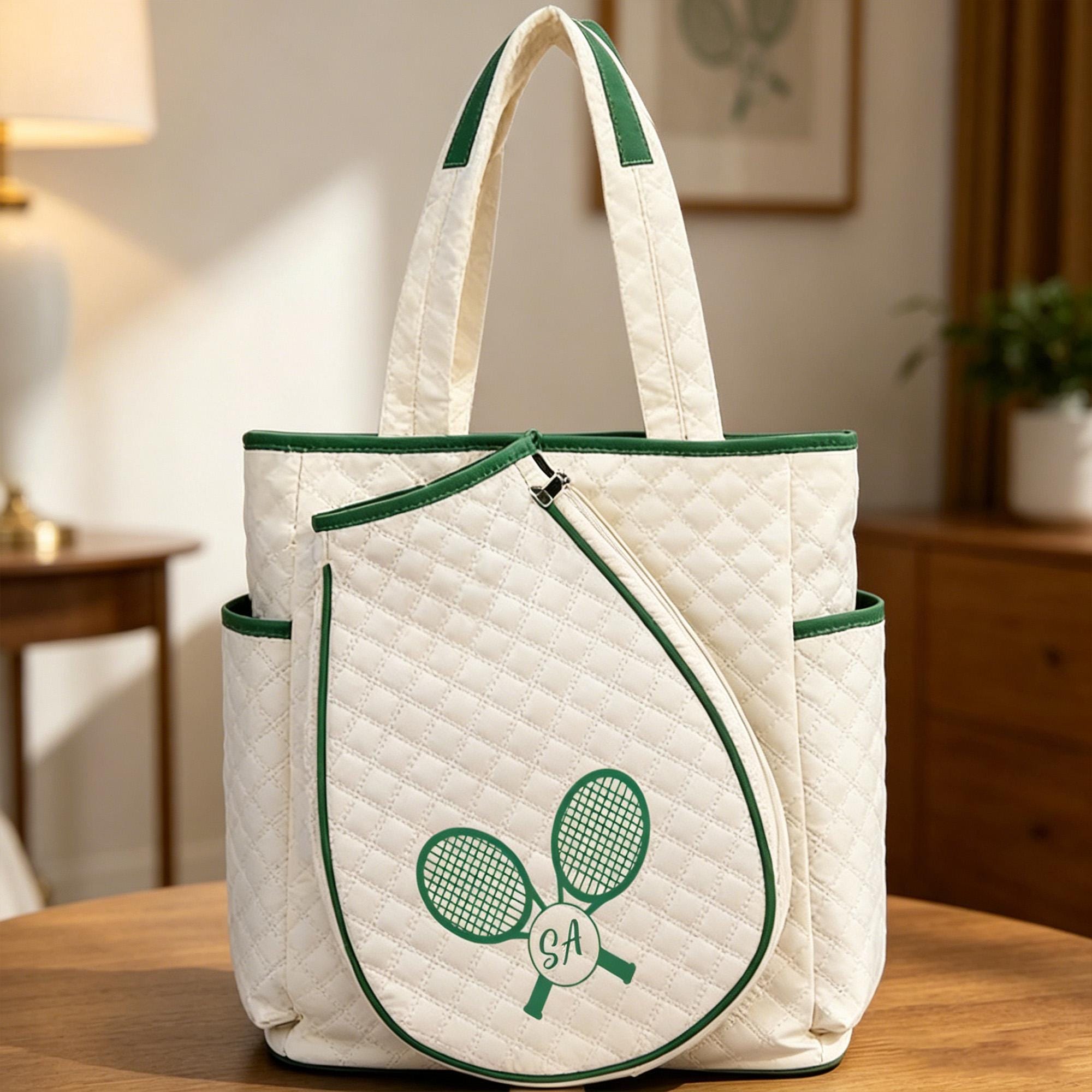 Personalized Tennis Tote Bag - Large Capacity Sports Shoulder Bag with Separate Racket Compartment, Custom Gym & Travel Bag