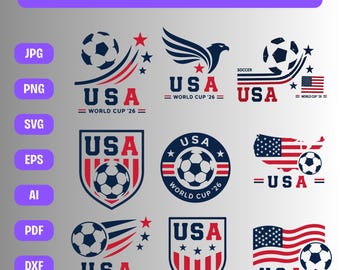 USA Soccer World Cup 2026 bundle PNG SVG,Soccer Trophy,Football Tournament Graphics,World Soccer Flags,World Cup 26 Logo Style,Cricut cut