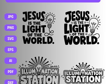 Jesus is the light of the world file svg png,Illumination Station,Vacation Bible School png,VBS Tshirt design, Cricut cut file Digital svg