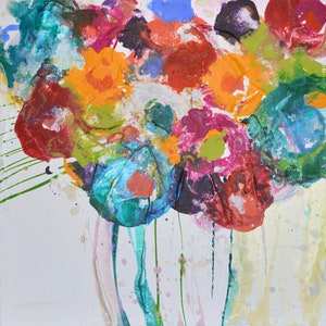 Large Flower/floral Canvas Print by Caroline Ashwood Art - Ready to hang artworks - Framed prints.