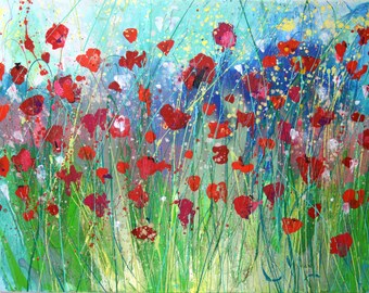 Large Floral/Flower Canvas Print by Caroline Ashwood Art - Ready to hang artworks - Framed prints.