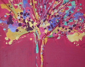 Tree Canvas original by Caroline Ashwood Art - Ready to hang artworks