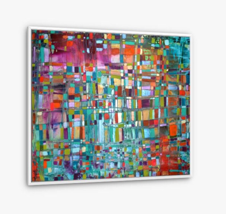 Large Abstract Colourful Canvas Print by Caroline Ashwood Art Ready to