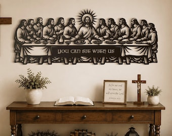 Decoración de pared metálica de la Última Cena SVG / Jesús y los apóstoles Archivo DXF / Decoración religiosa cristiana cortada con láser / Archivo CNC / Glowforge Eps Png