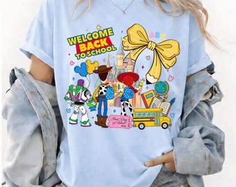 Comfort Colors Teacher Graphic Tee, First Day Of School Teacher Gift, Cute Coquette Pencil Bow School Bus Top, Retro Cartoon Friends Outfit