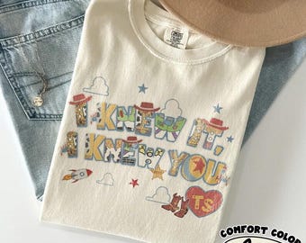 Camiseta Comfort Colors Retro "Lo sabía, sabía que cumplías 5 años", Camiseta de Toy Story 5, Cumpleaños de Toy Story 5 de dibujos animados de WDW, Camiseta de cumpleaños de Toy Story