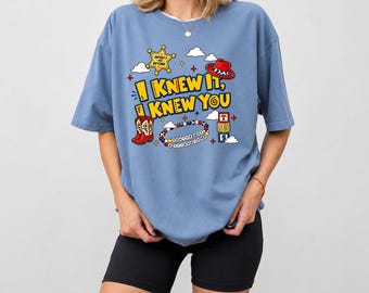 Camiseta Comfort Colors "Lo sabía, te conocía", camiseta retro con estampado de botas vaqueras, camiseta de amistad de Toy Story 5, regalo moderno para fans de la música western.