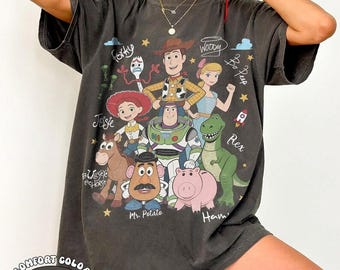 Comfort Colors Vintage Toy Story Signatures Shirt, Retro 1928 Youve Got A Friend In Me Tee, Cartoon Family Matching Vacation Gift